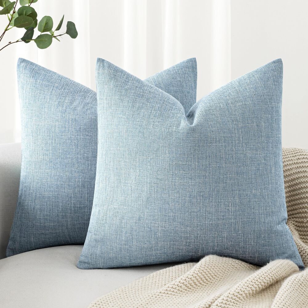 7968 Pack of 2 Decorative Linen Burlap Coastal Pillow Covers Farmhouse Boho